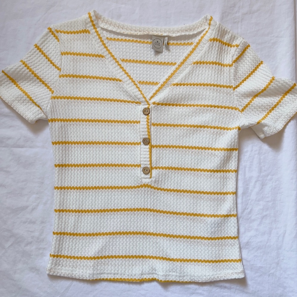yellow white strip top/blouse